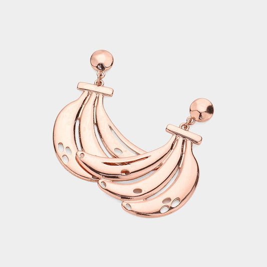 Banana Metal Earrings: Rose Gold