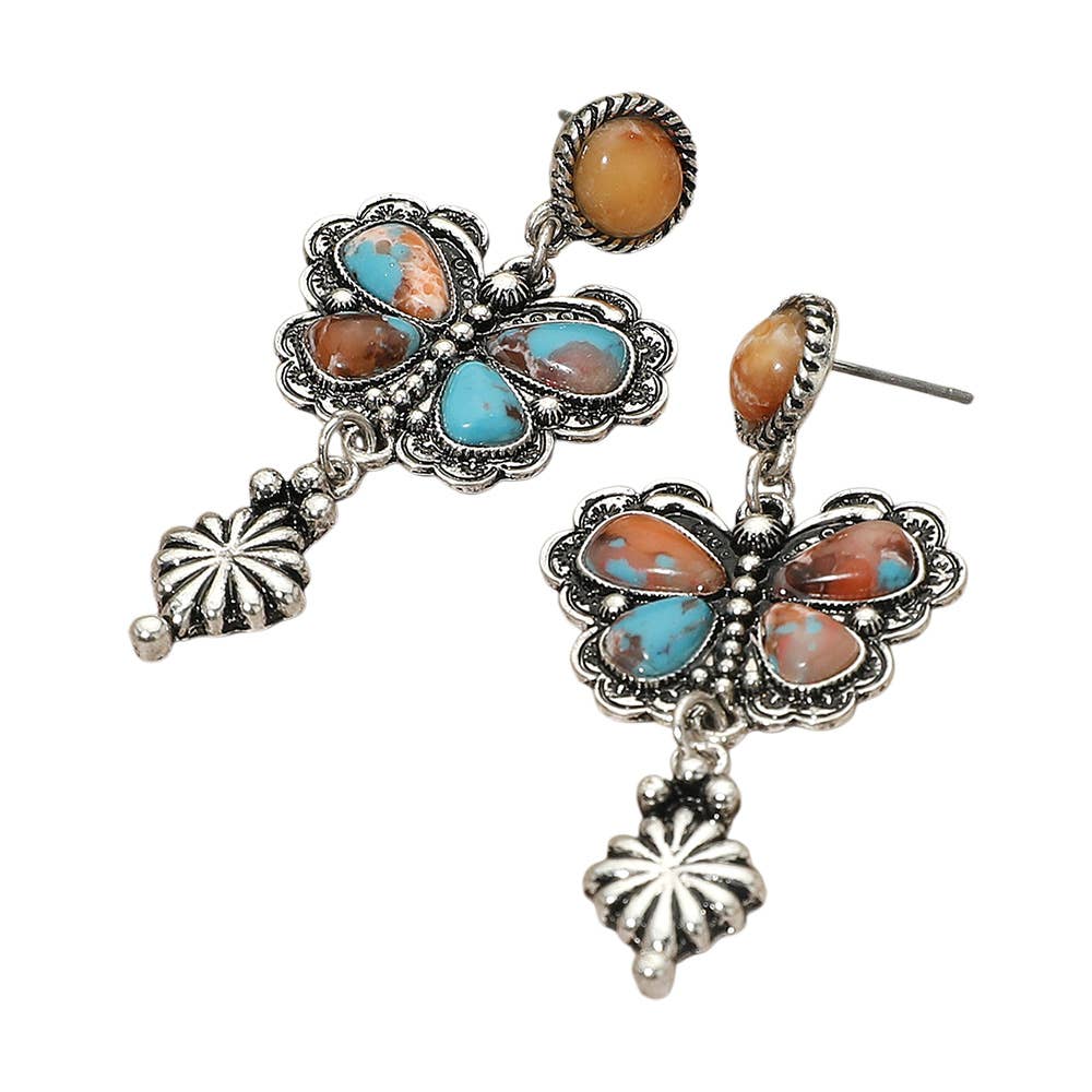 Vintage Boho Western Butterfly Drop Earrings