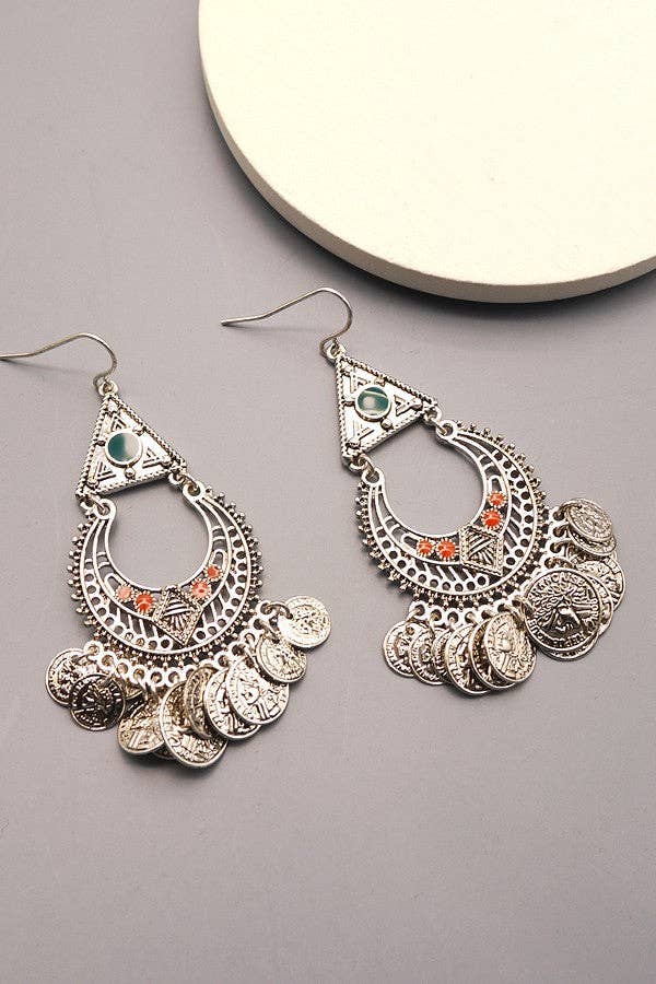 BOHO CHANDELIER DROP EARRINGS | 47E13753: SILVER
