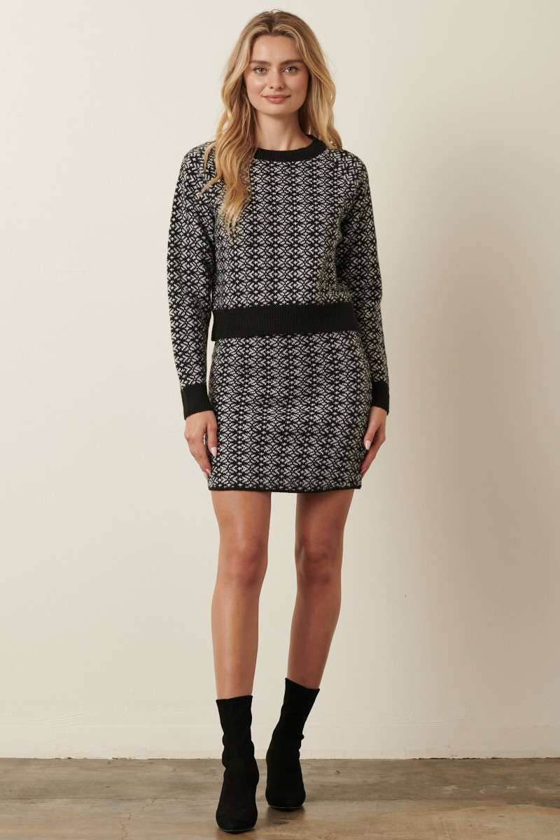 SNOWFLAKE PATTERN SWEATER SKIRT SET