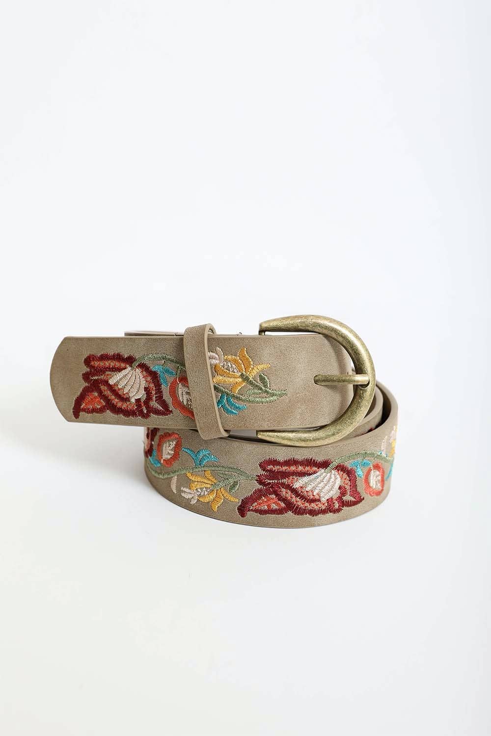Flower Embroidered Statement Belt