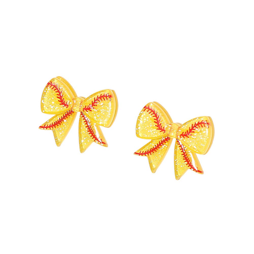 Resin Sports Baseball/Basketball/Football Bow Stud Earrings: Volleyball