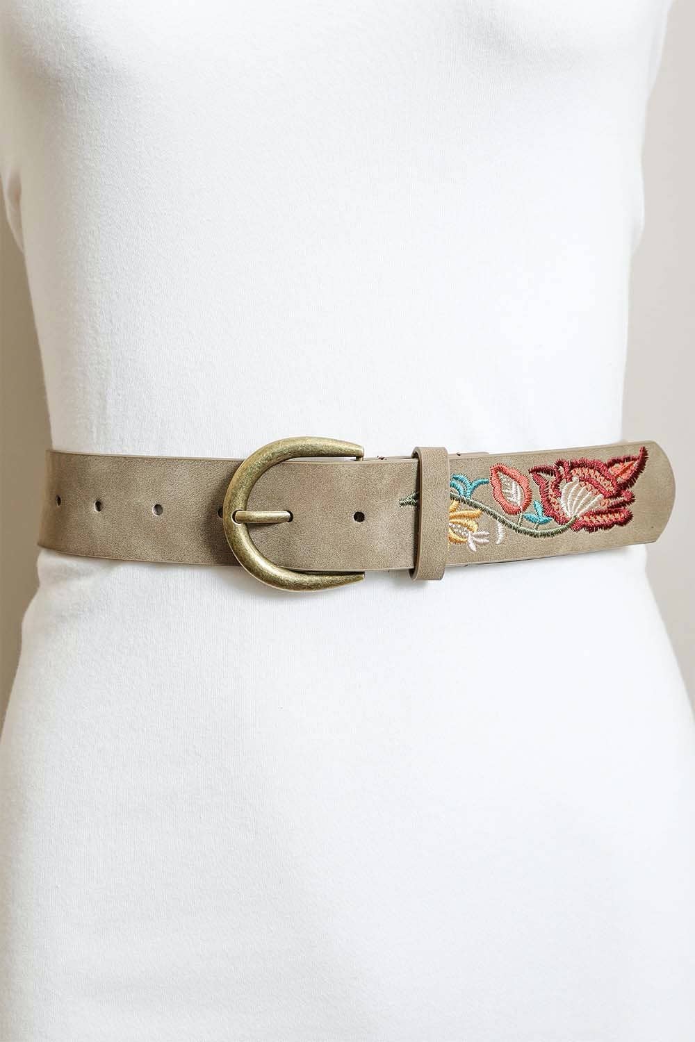 Flower Embroidered Statement Belt