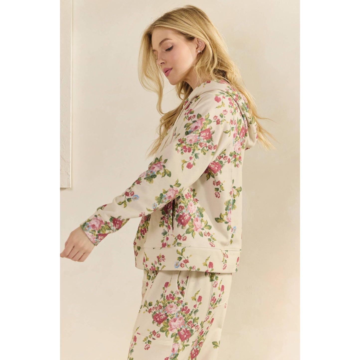 Printed French Terry Hoodie: Camo B / L