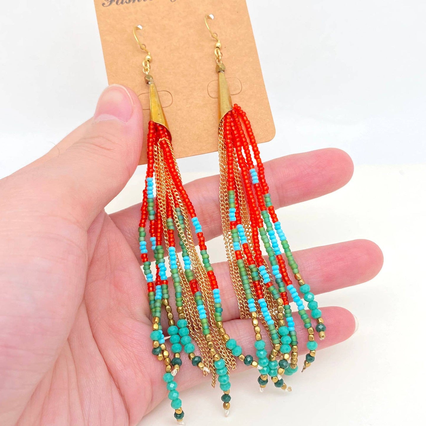 Boho Hand-woven Seed Beads Tassels Earrings - BJ/SB
