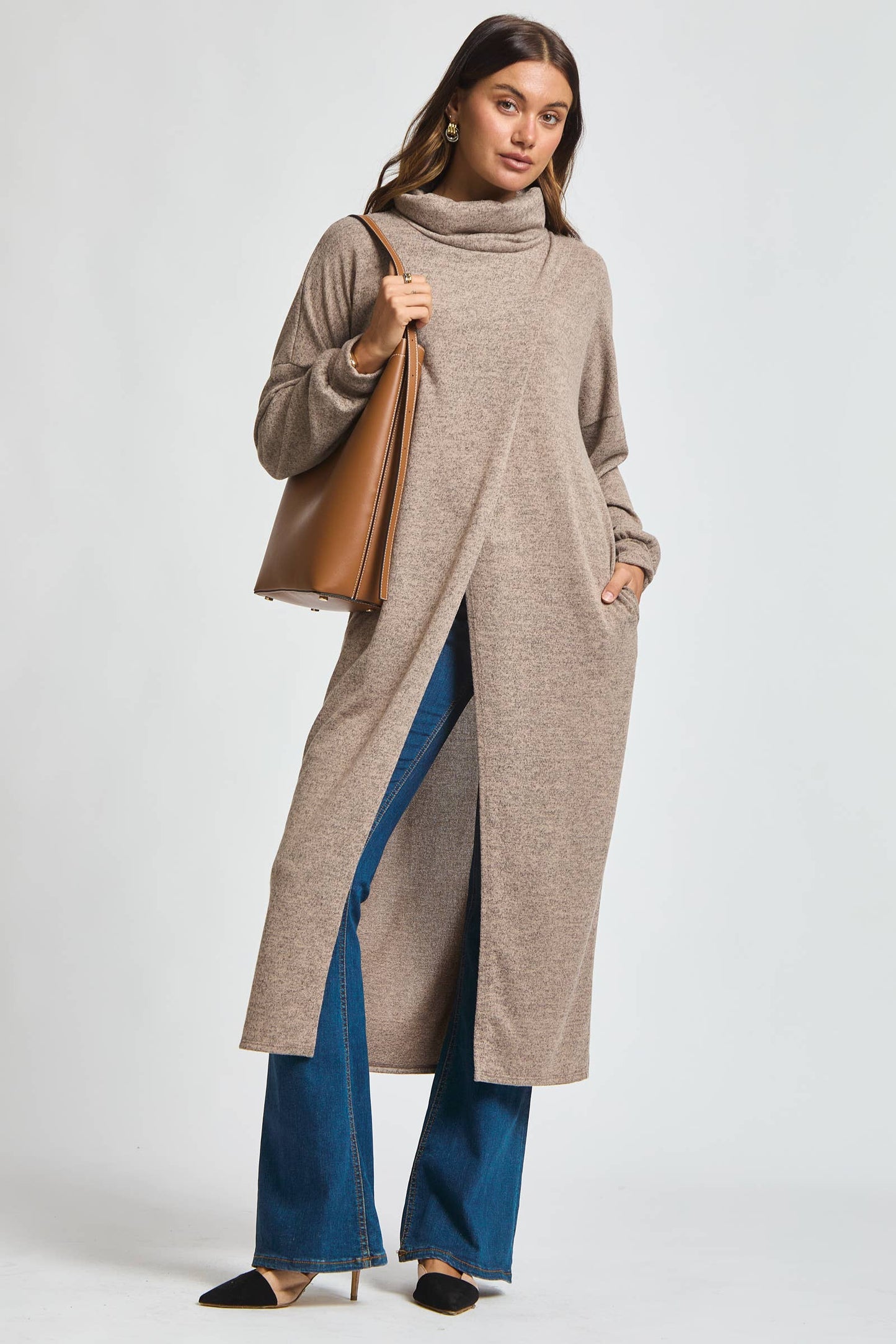 Flowy Surplice Wrap Duster