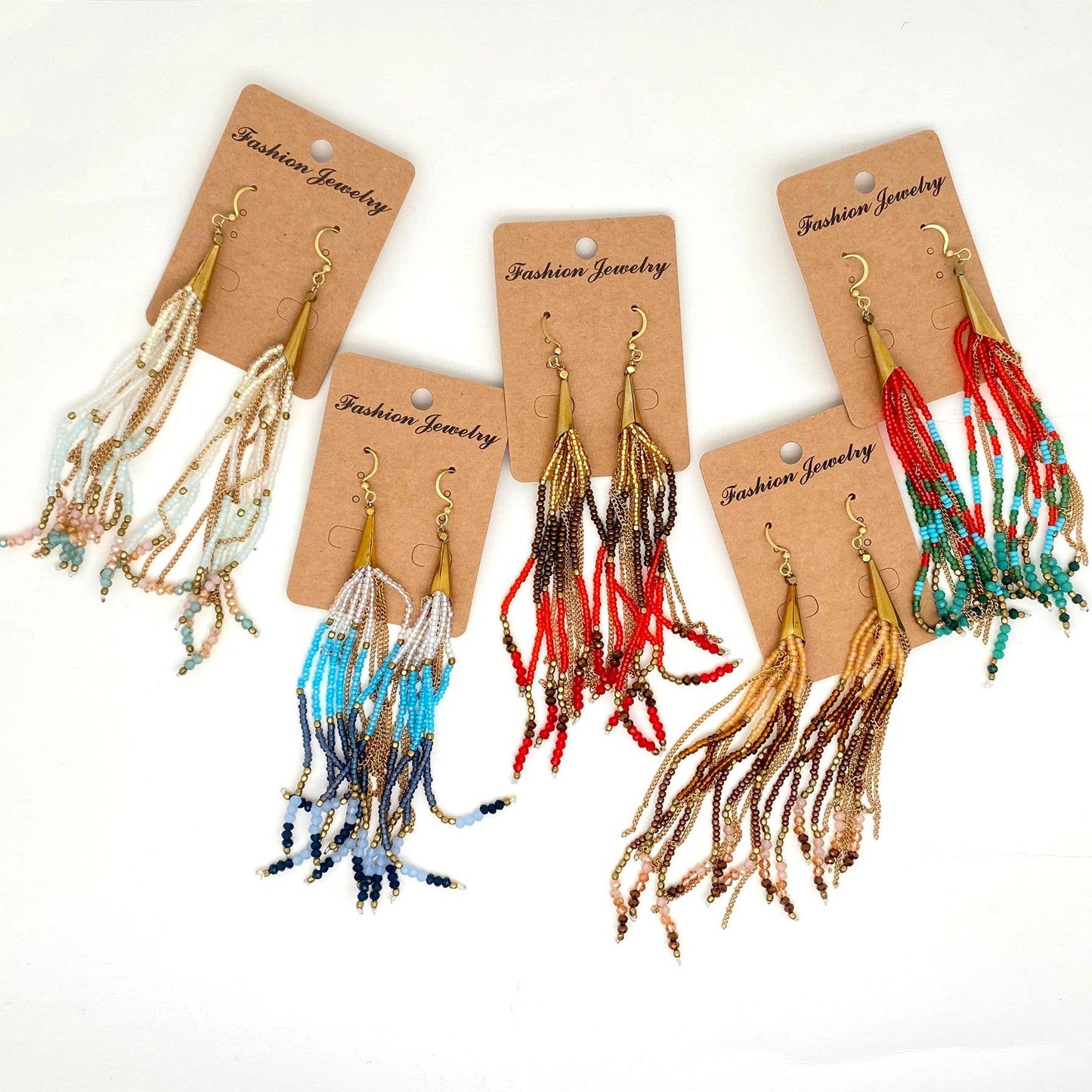 Boho Hand-woven Seed Beads Tassels Earrings - BJ/SB