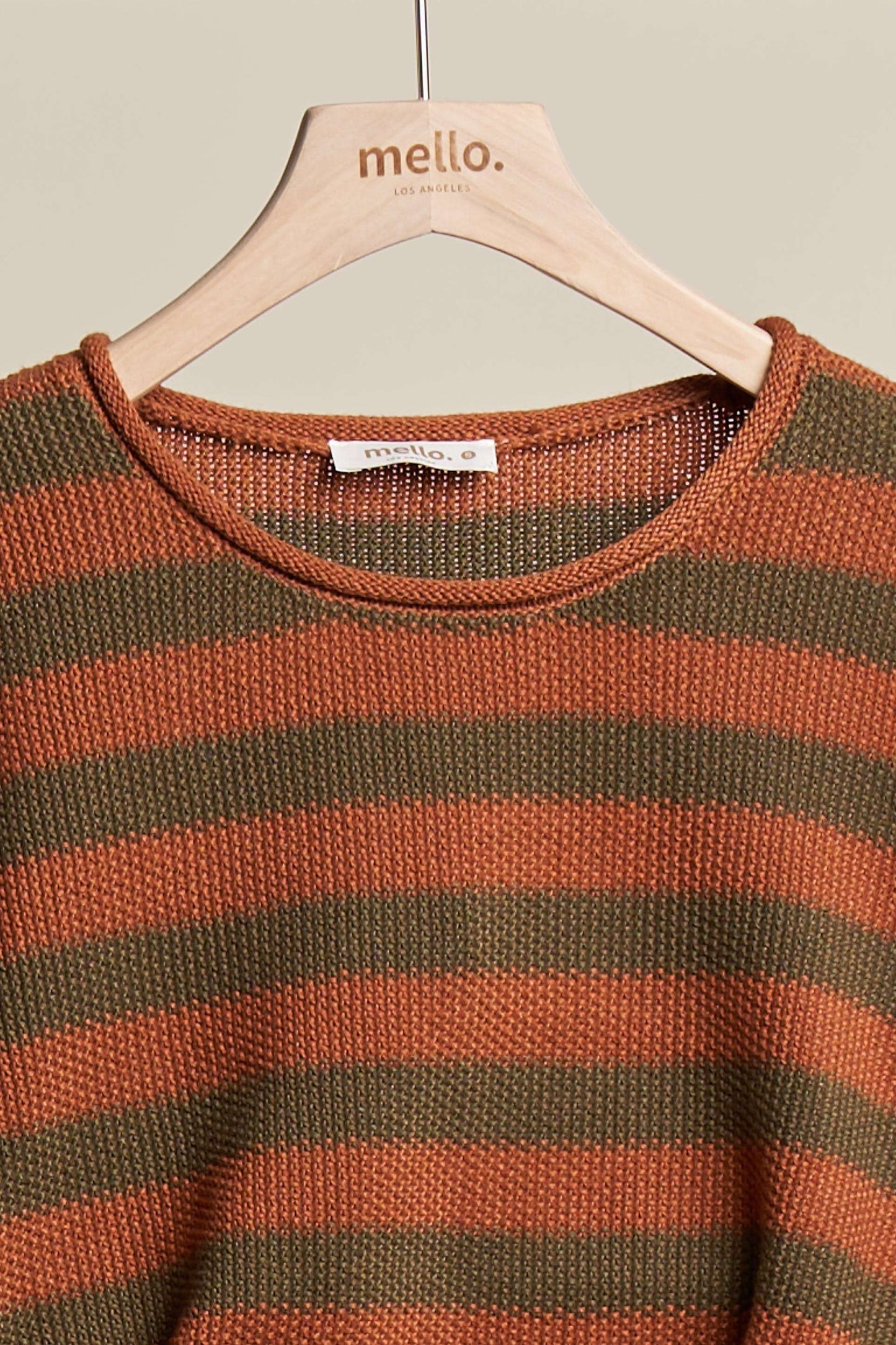 Casual Striped Sweater: Rust / M