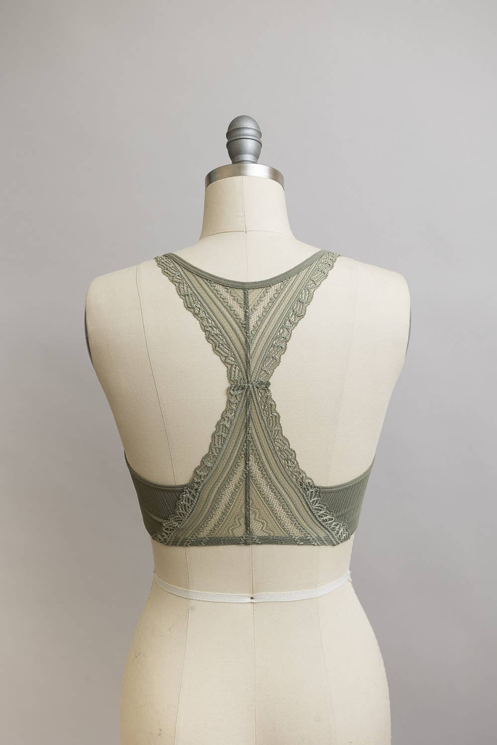 Lace Racerback Bralette - Romantic/Whimsical Design: Blue Gray