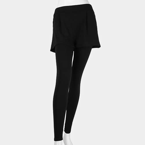 Short Layered Ankle Heavy Leggings: Black