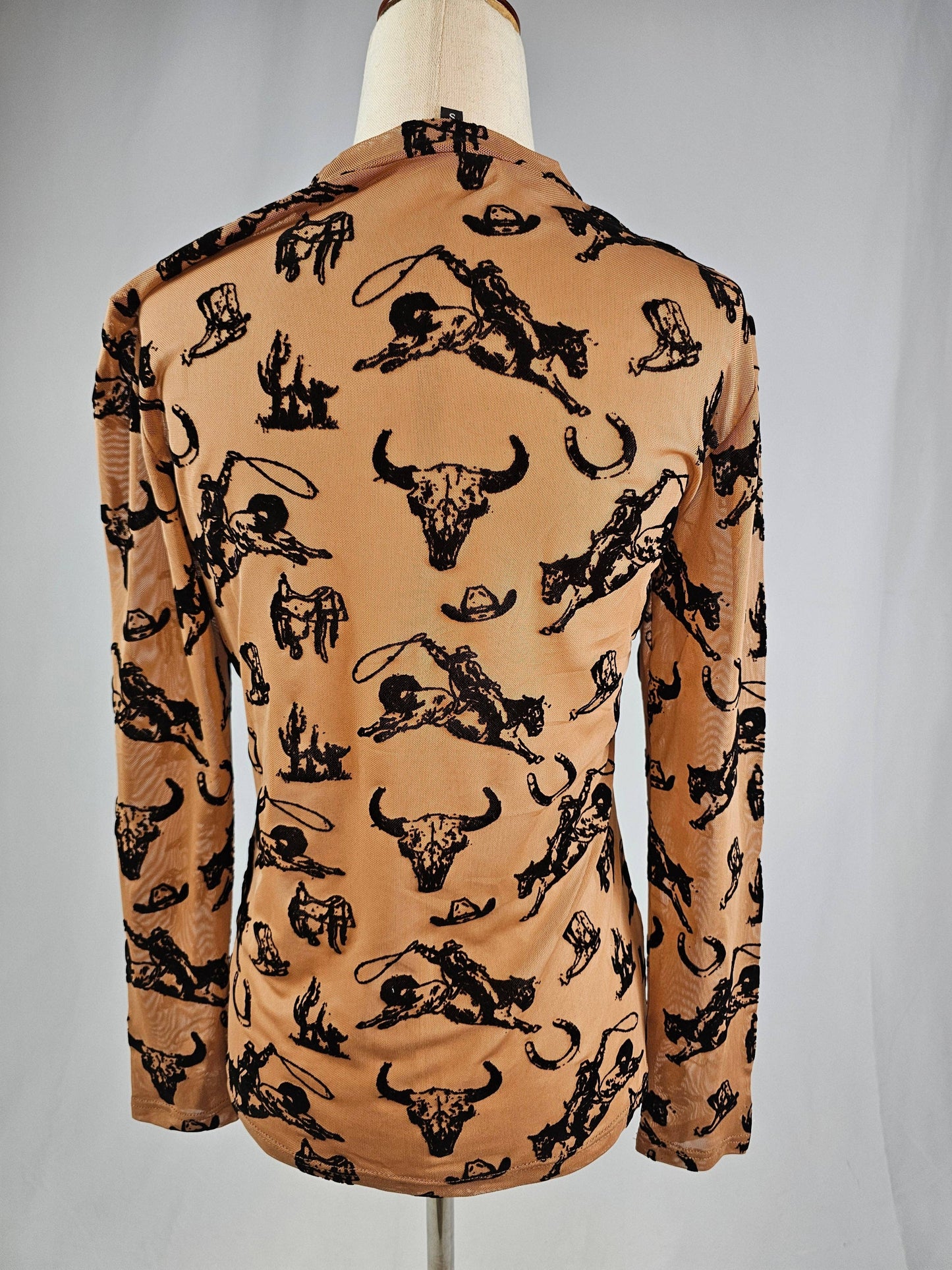 TZ103 Cowboy Velvet Mesh Top