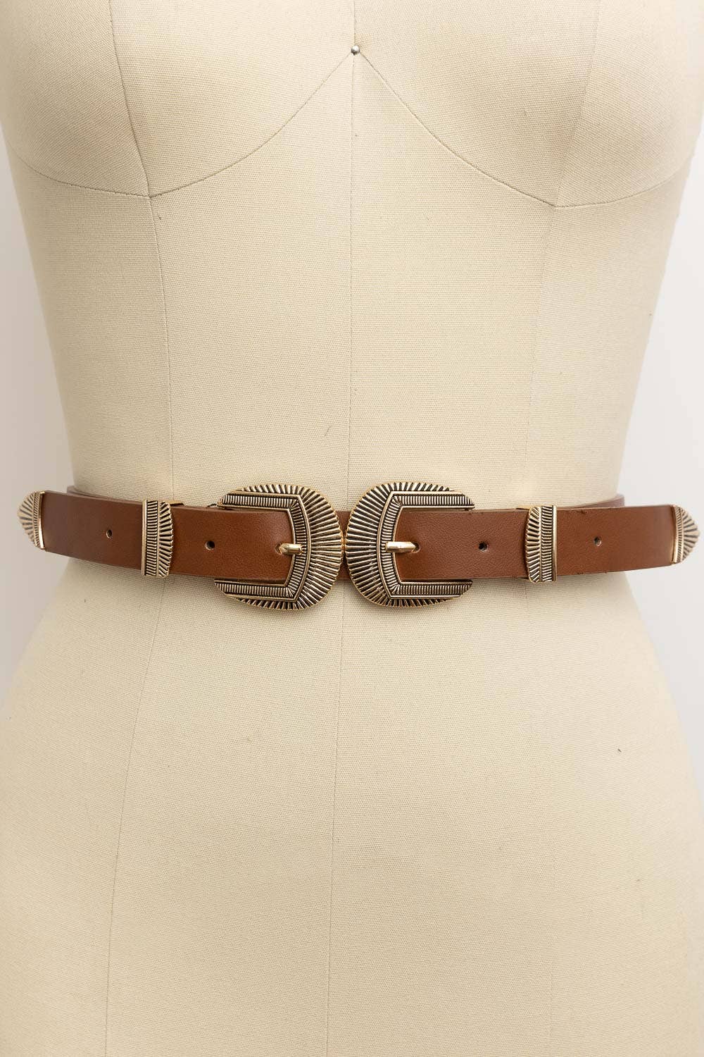 Bestseller! - Double Buckle Faux Leather Western Style Belt