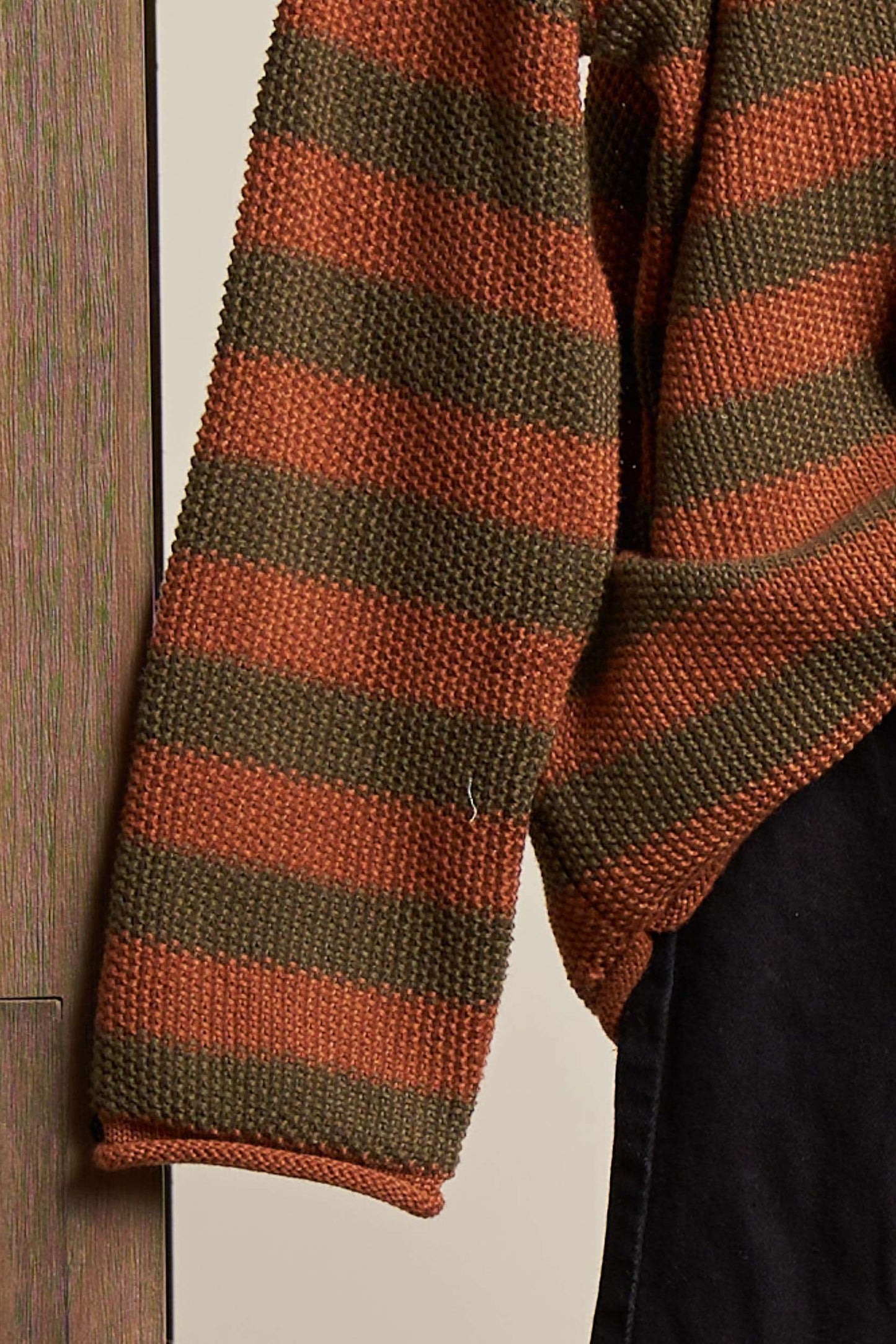Casual Striped Sweater: Rust / M