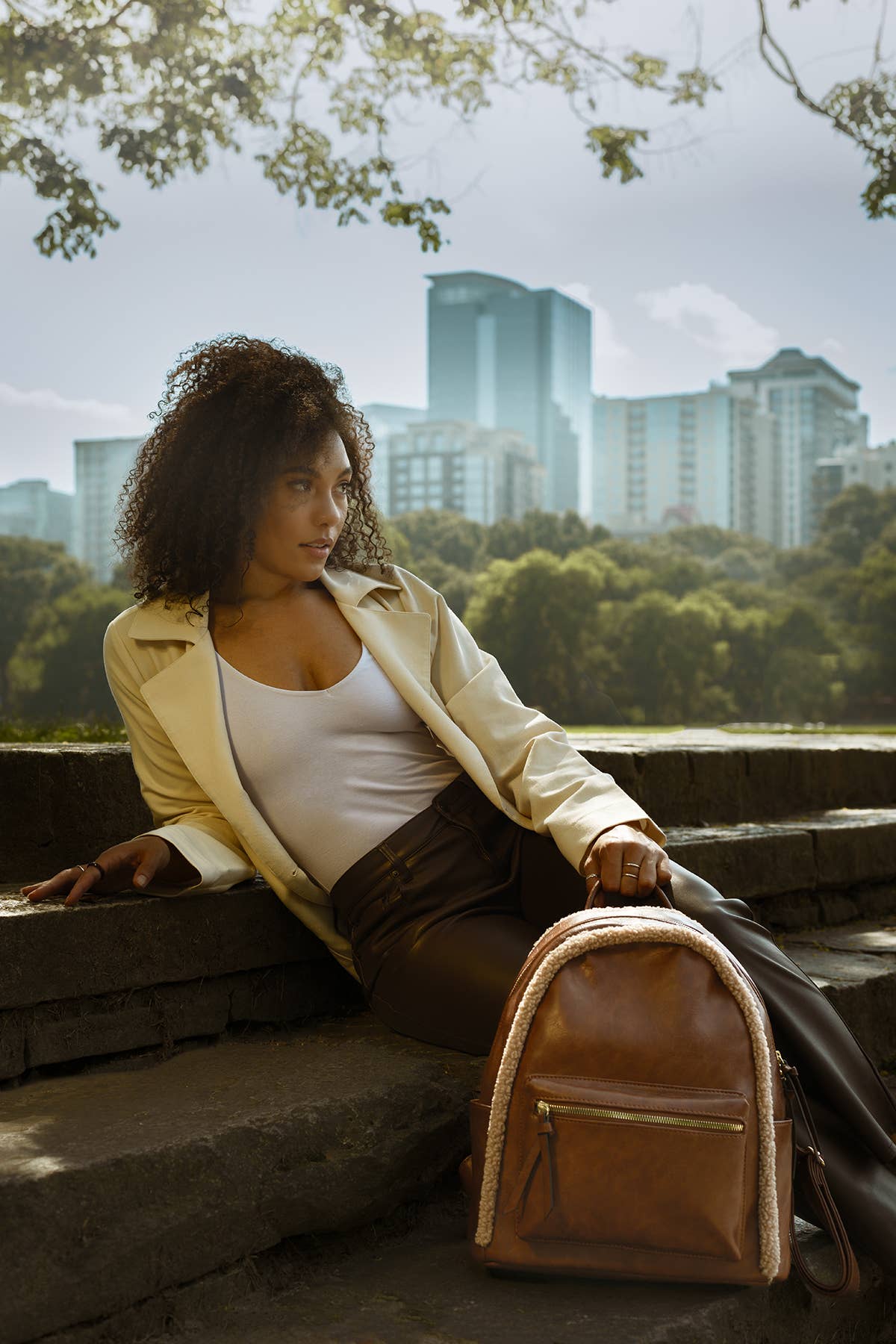 Sherpa Trim Backpack – Front Pocket Vegan Bag | BP2420