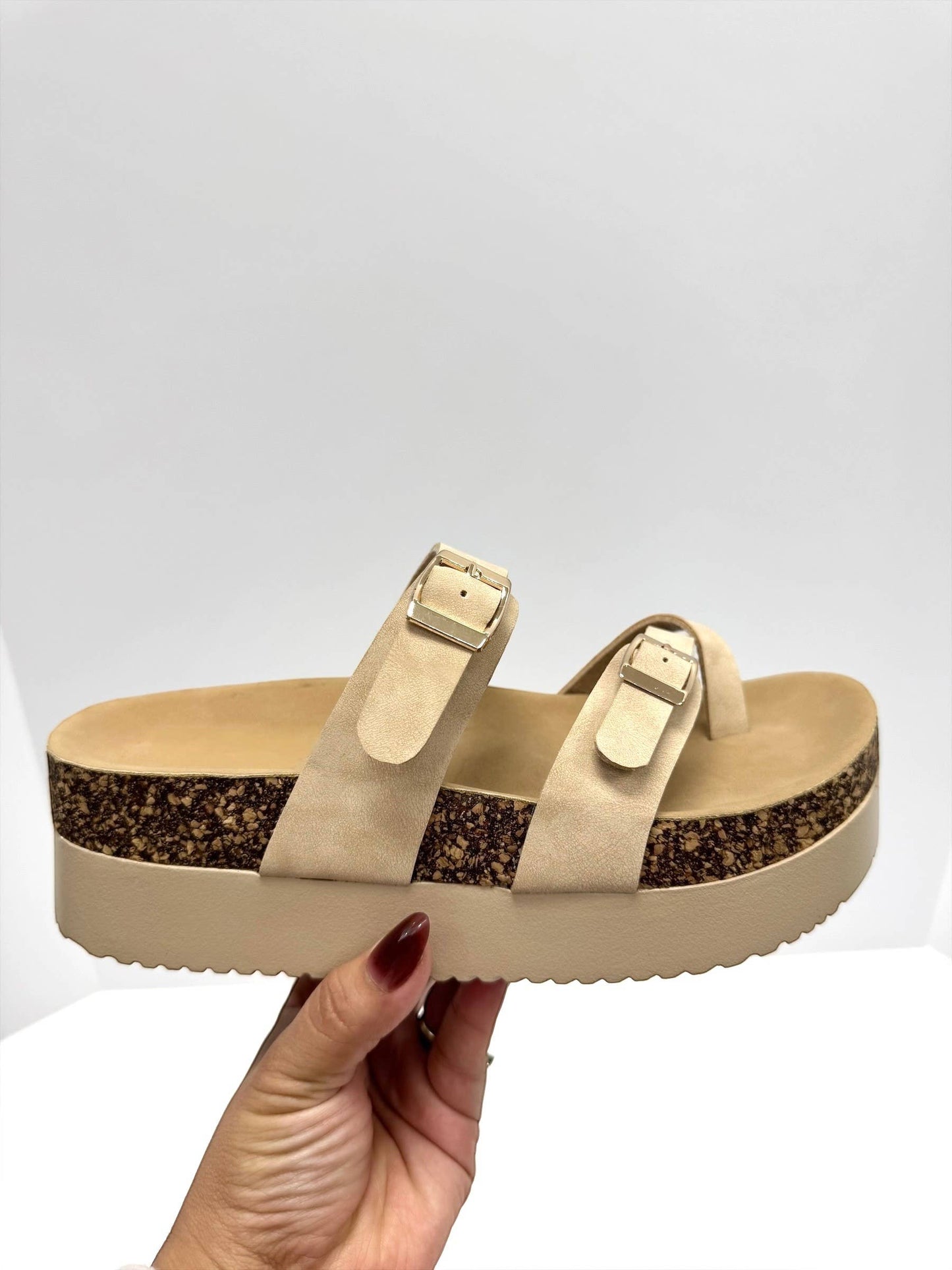 Double-Buckle Platform Sandals
