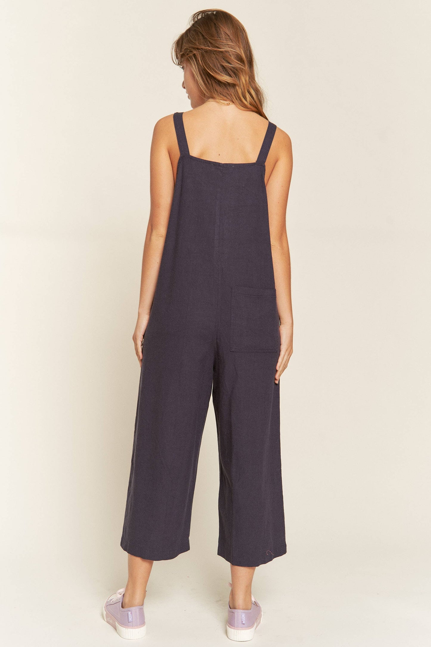 LINEN BUTTON UP WIDE LEG JUMPSUIT