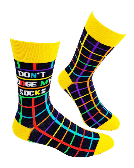 Socks 4. Don't Judge My Socks Men's Novelty Crew Socks