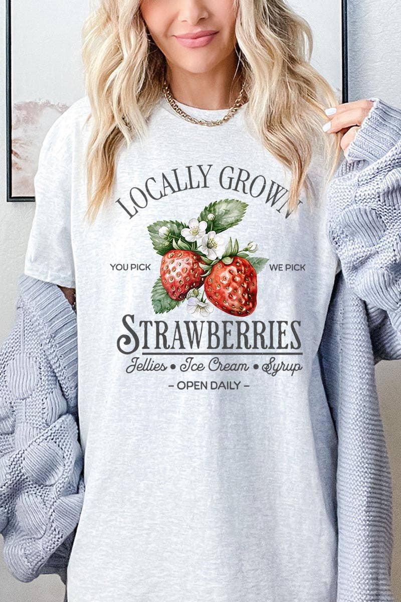 Locally Grown Strawberries Graphic Heavy Cotton T