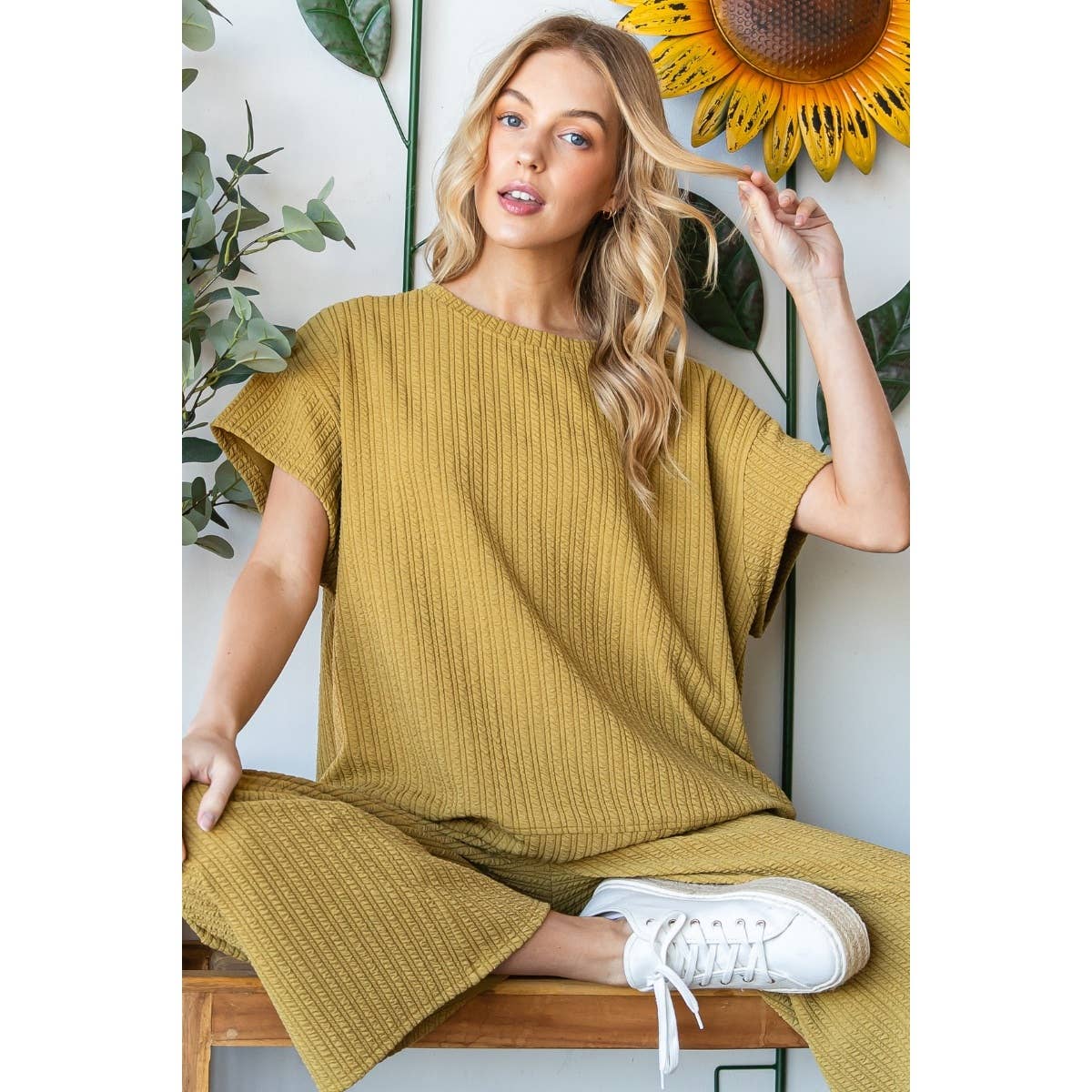 Waffle Textured Knit Top