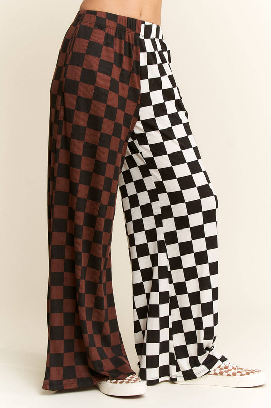 SPLIT DECISION CHECKERED PANTS: Brown/Black / XL