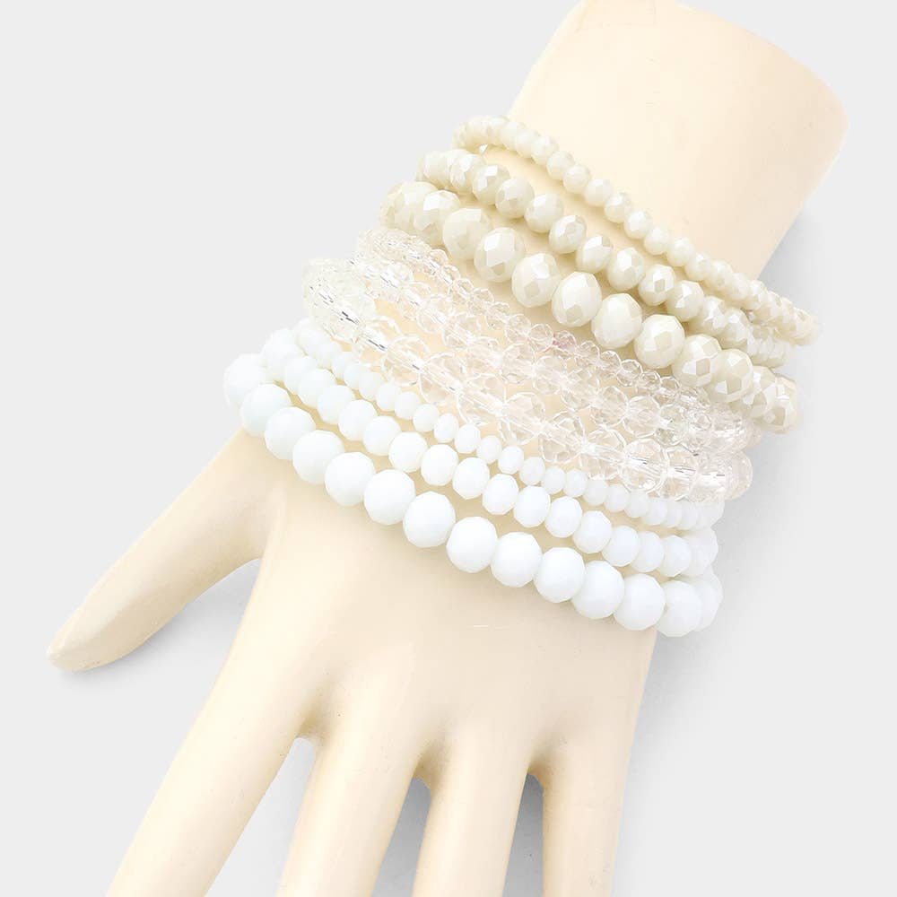 9PCS - Faceted Bead Stretch Bracelets