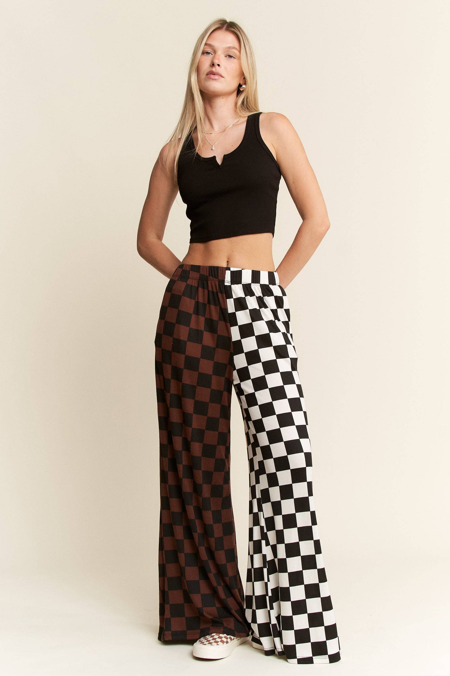 SPLIT DECISION CHECKERED PANTS: Brown/Black / L