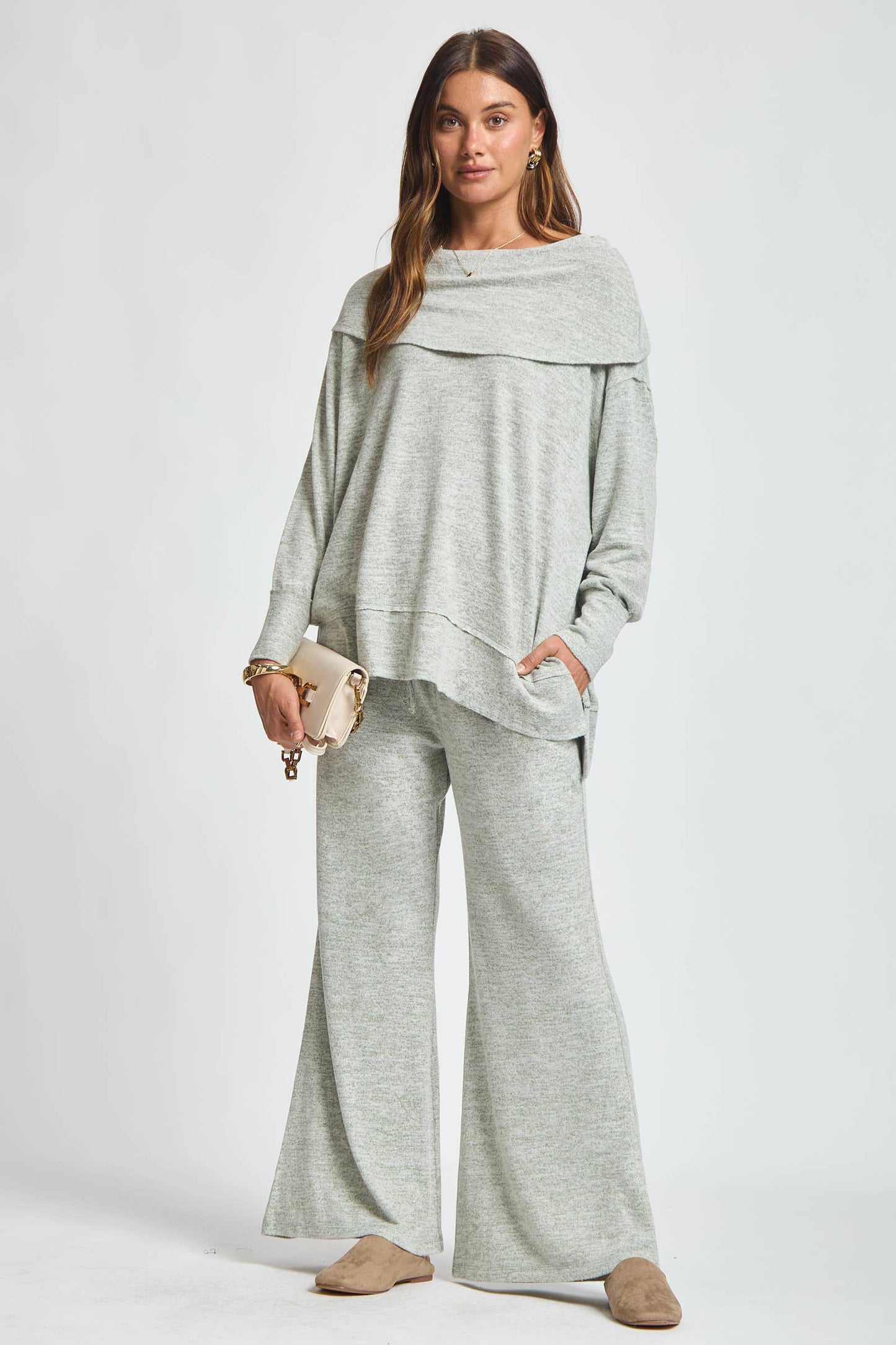 Travel Ready Cashmere Set: Pearl Grey / L