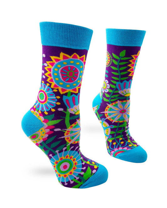 Socks 1- Funky Floral Women's Crew