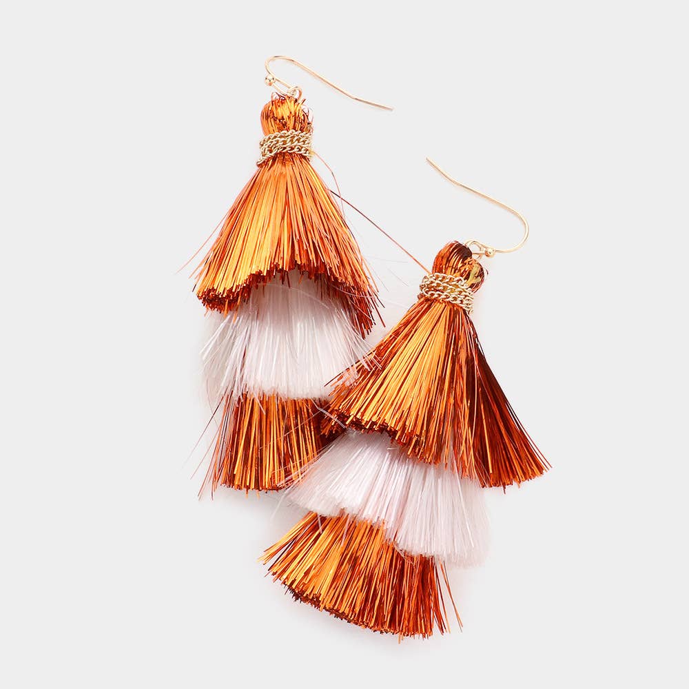 Game Day Triple Tassel Layered Dangle Earrings: M5