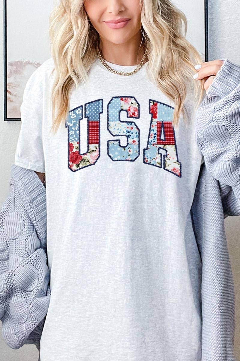 Vintage USA Patchwork Graphic Heavy Cotton Tee