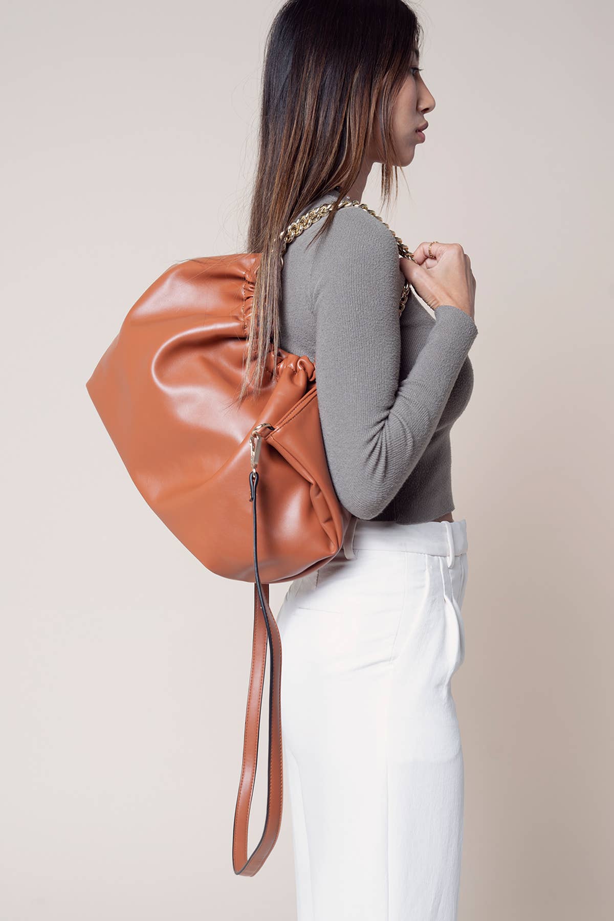 Stassi Slouchy Satchel Bag – Chain Strap