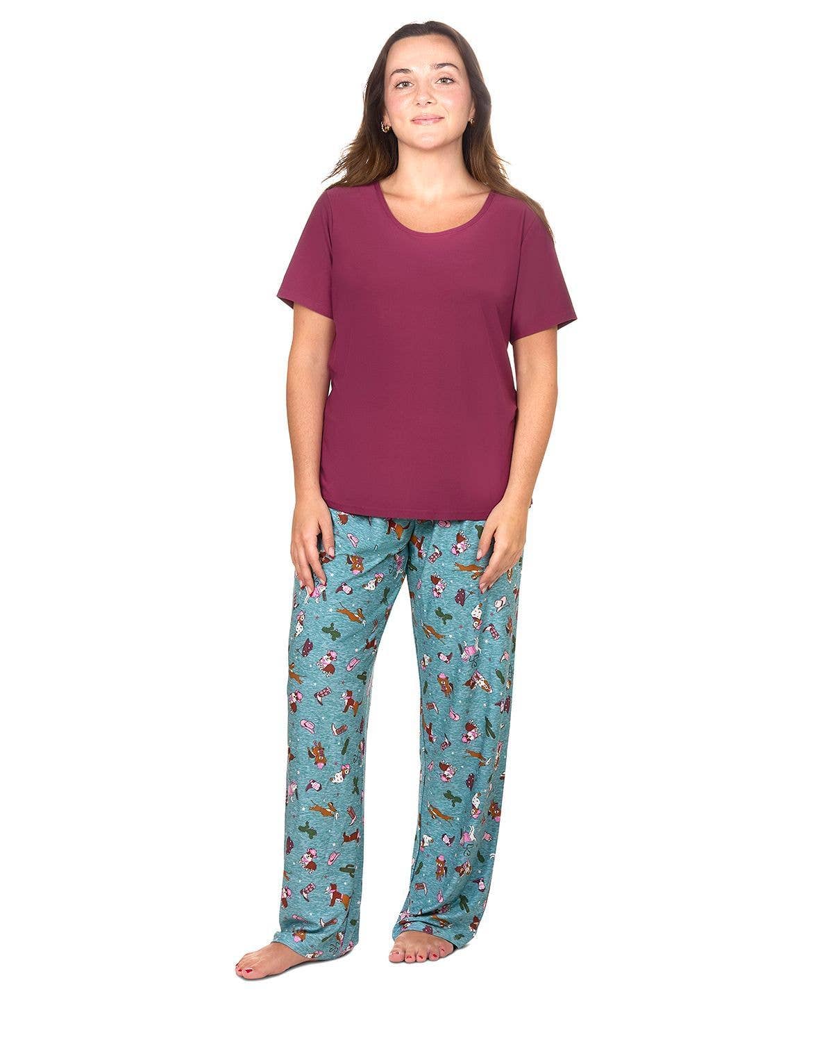 Rodeo Dogs 2Pc Pant PJ Set In A Bag: Dusty Teal / L