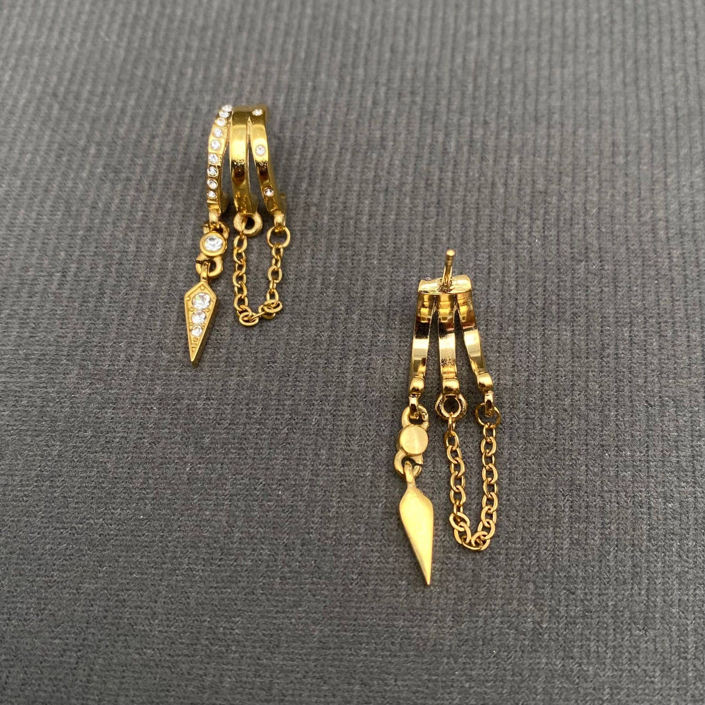 M11. Zircon Fringe 18K Gold Plated Stud Earrings