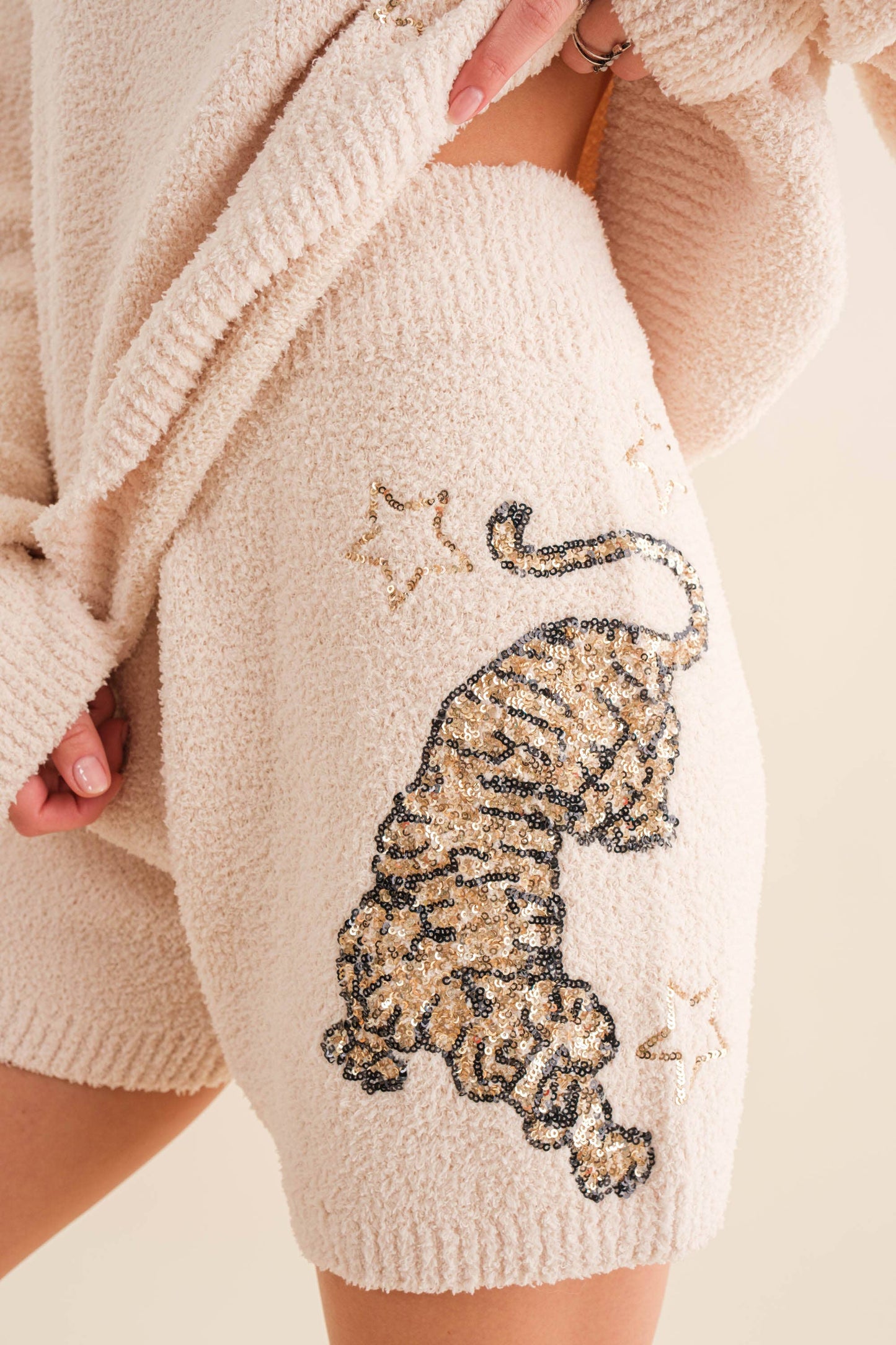 Cozy Tiger Mamacita Sequin Sweater and Shorts Set