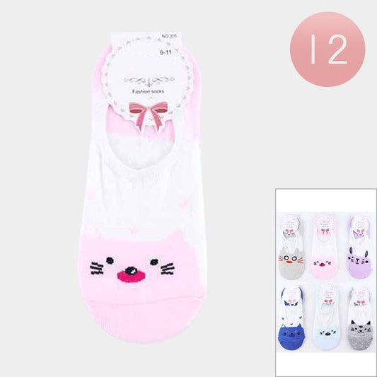 12Pairs - Animal Accented Socks