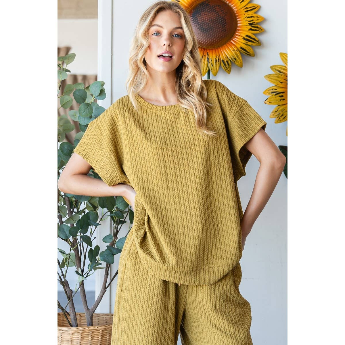 Waffle Textured Knit Top