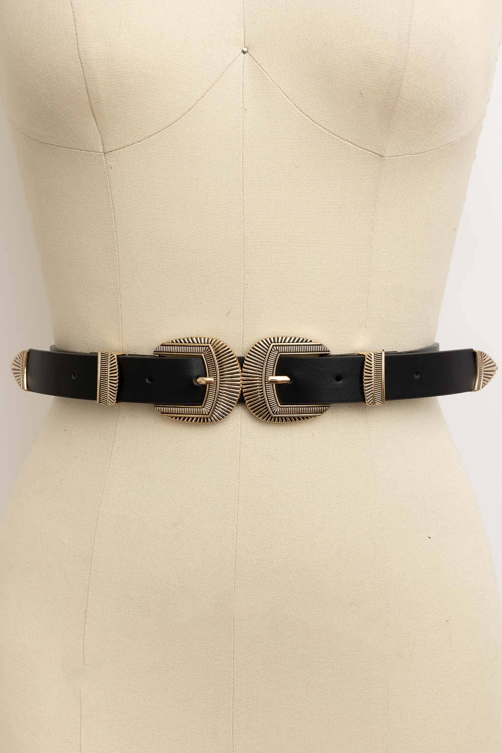 Bestseller! - Double Buckle Faux Leather Western Style Belt
