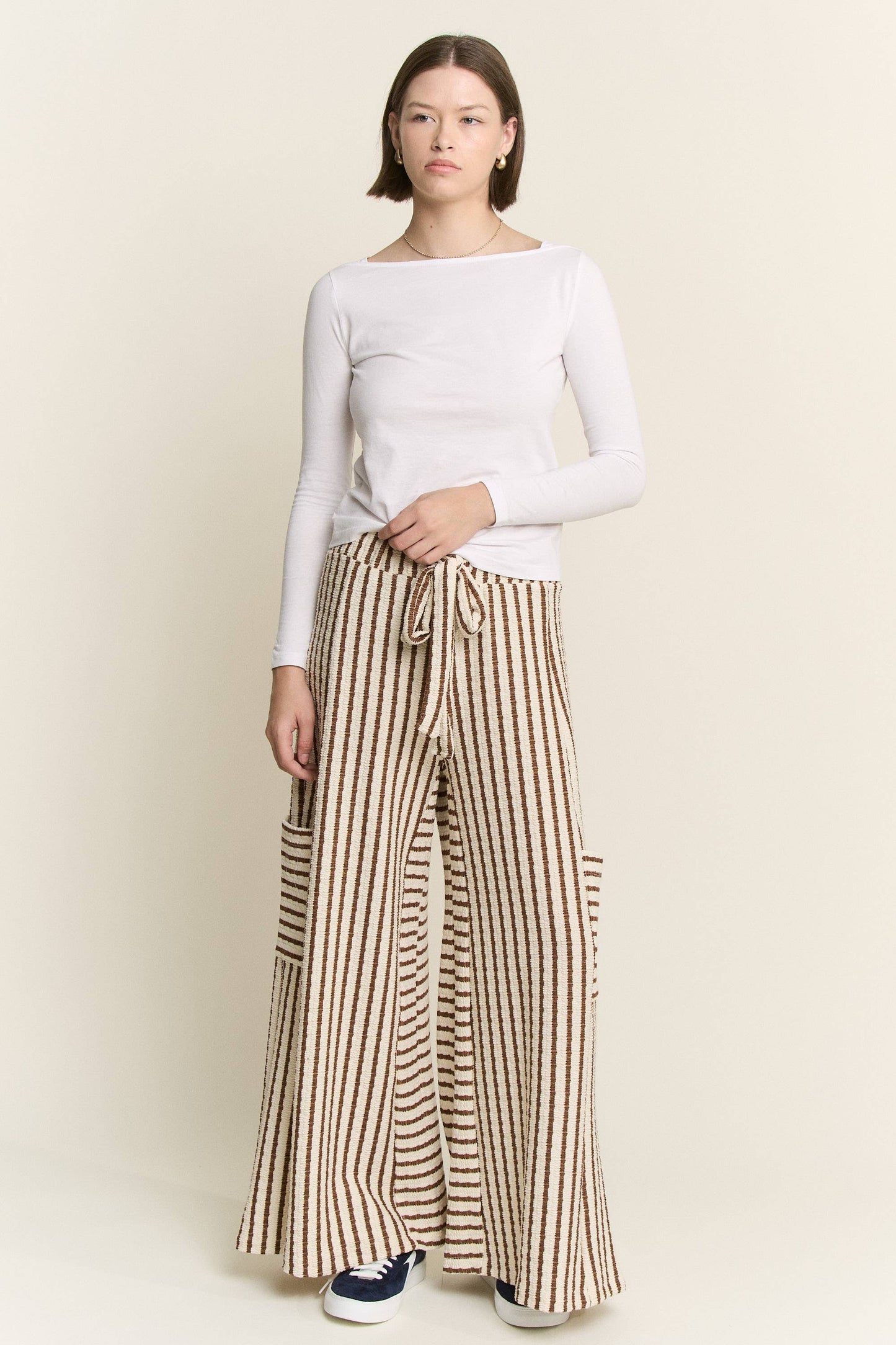 STRIPE WIDE LEG PANTS