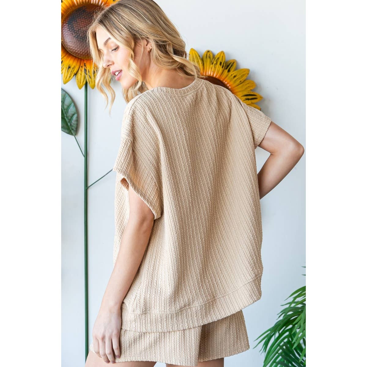Waffle Textured Knit Top
