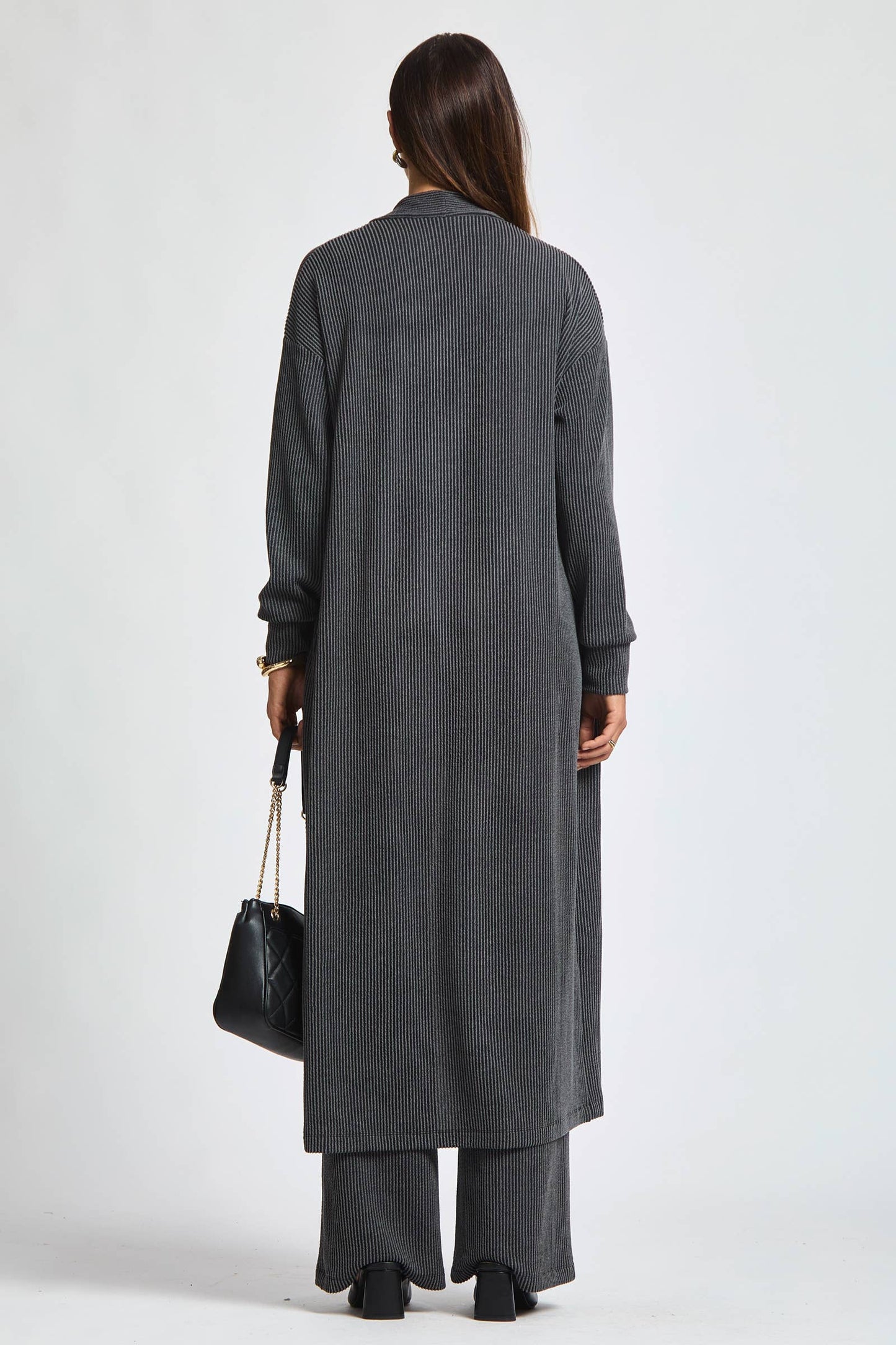 Longline Cardigan + Relaxed Pants 2 Piece: RED / M