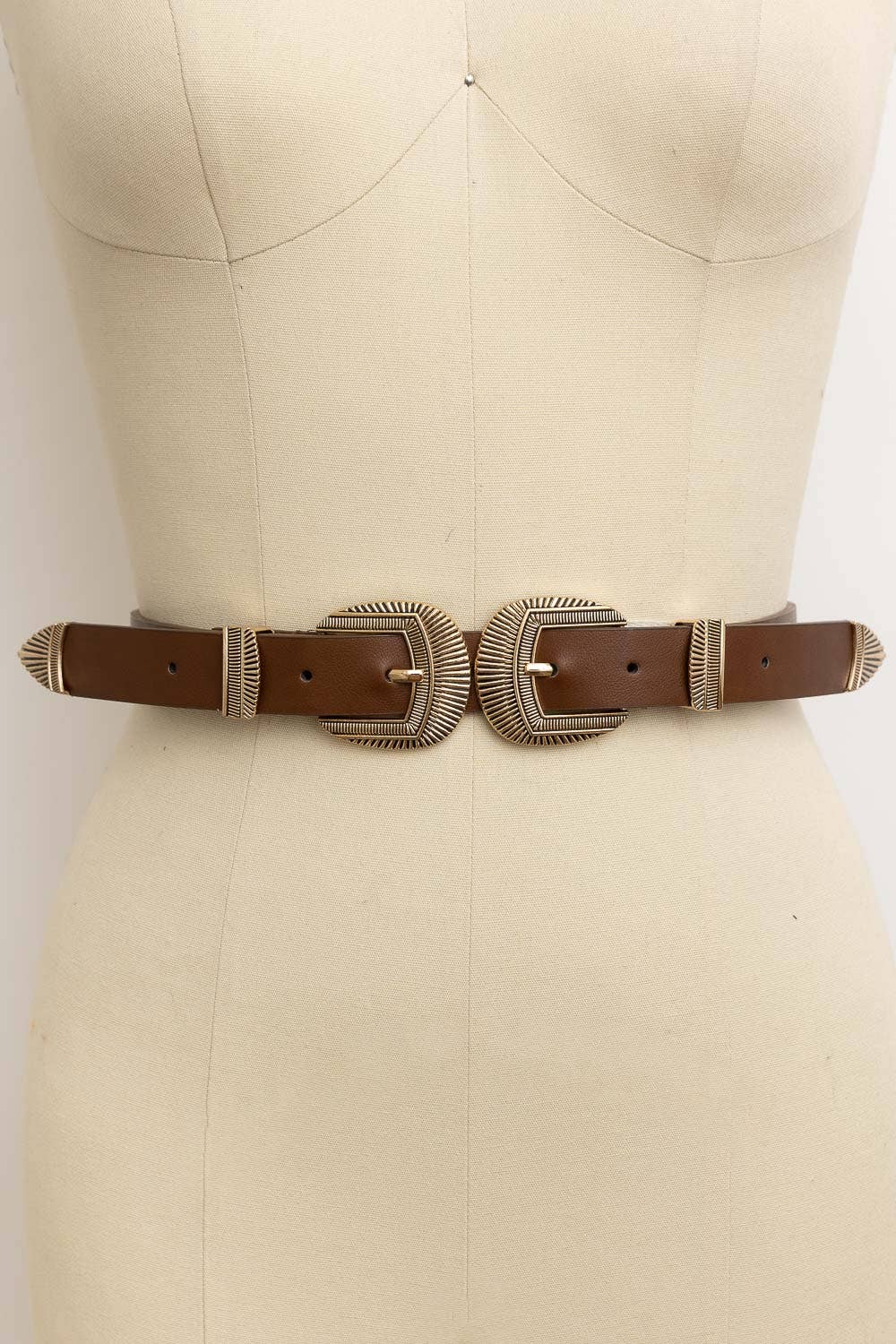 Bestseller! - Double Buckle Faux Leather Western Style Belt