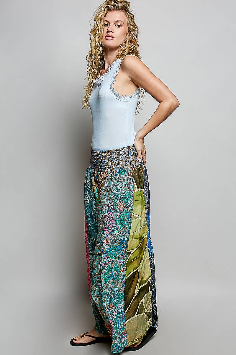 1B. One-of-a-Kind POL Smocked Waist Printed Wide Leg Pants