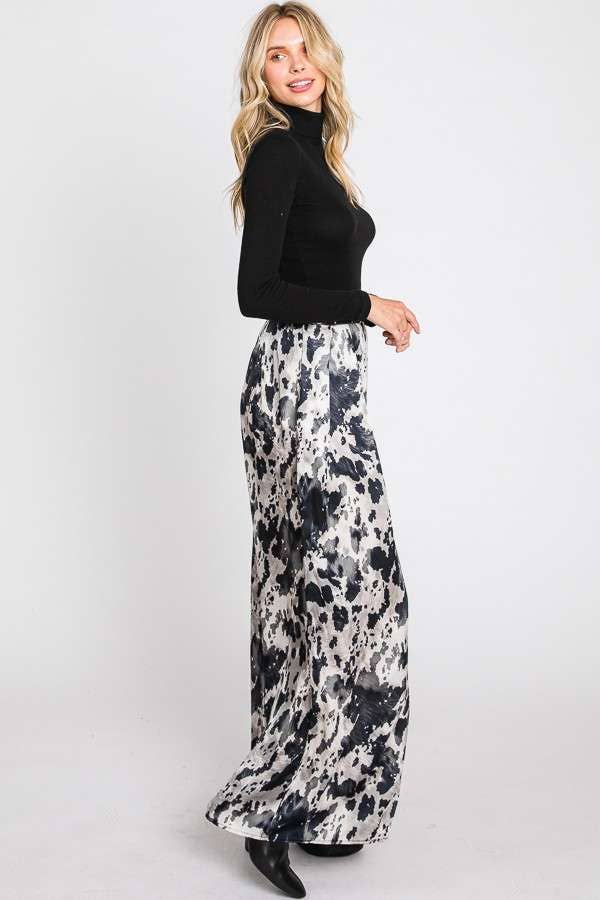 ANIMAL PRINT WIDE LEG PANTS
