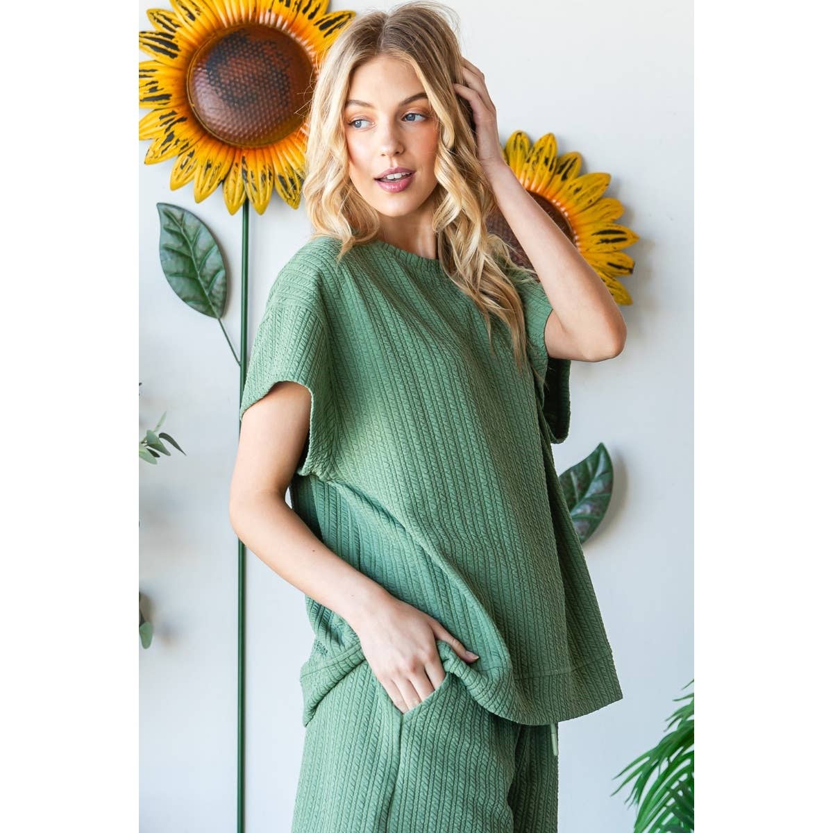 Waffle Textured Knit Top