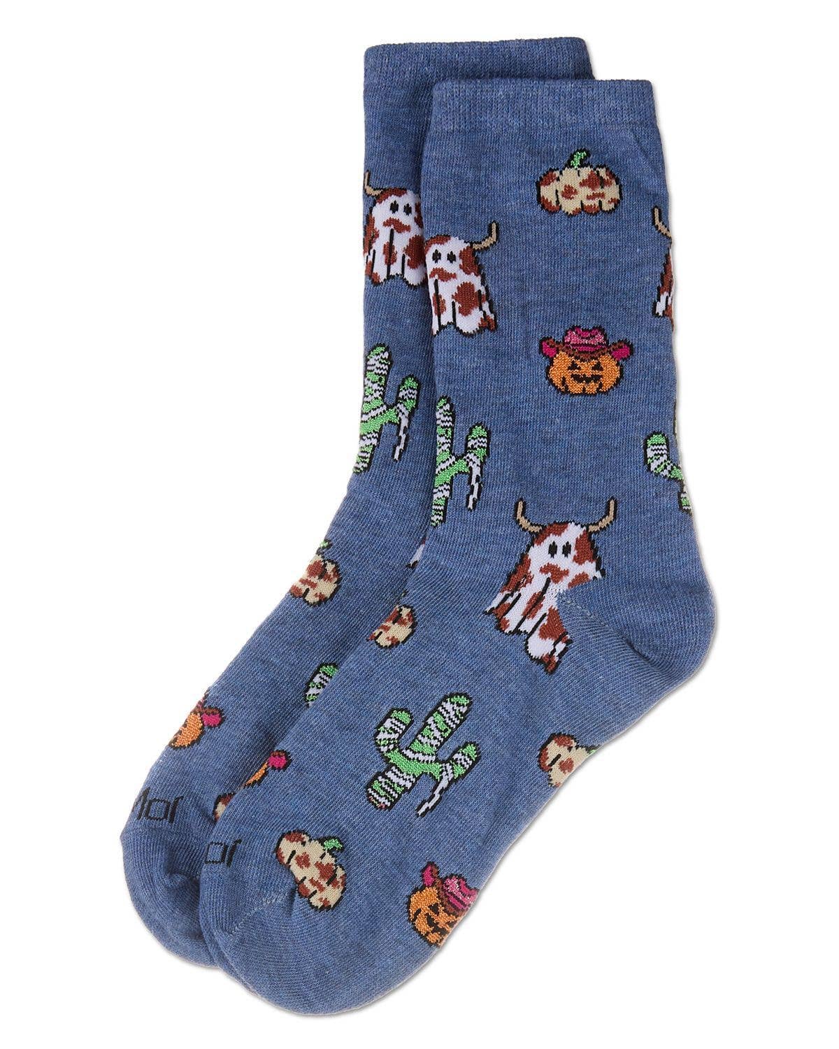 Memoi Spooky Western Holiday Crew: Denim Heather / 9-11
