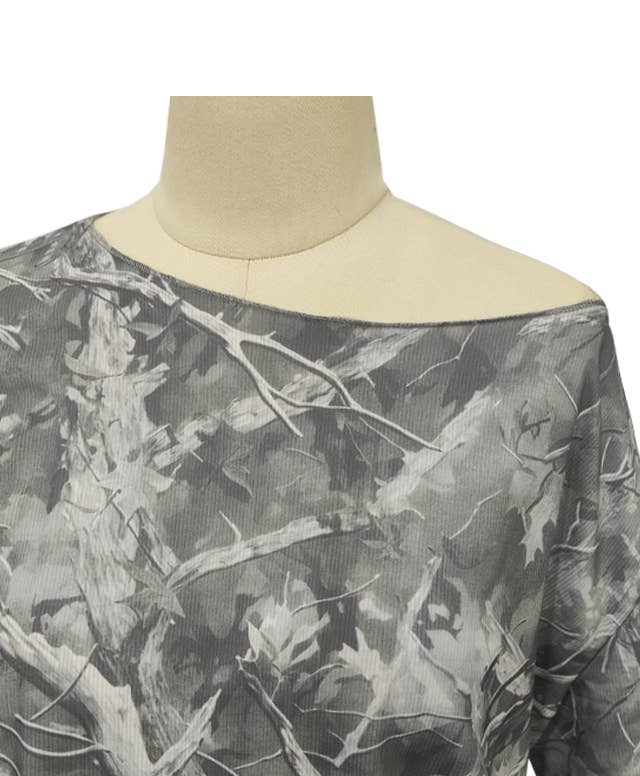 Tree camo printed off the shoulder tees relaxed shirts