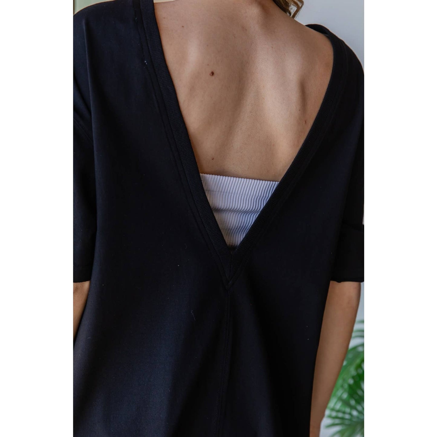 Short Sleeve Knit Open Back Romper