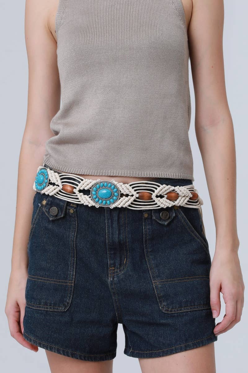 Bohemian Braided Waist Rope – Adjustable Ethnic Belt