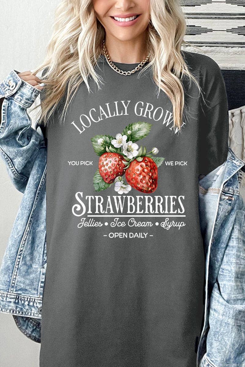 Locally Grown Strawberries Graphic Heavy Cotton T