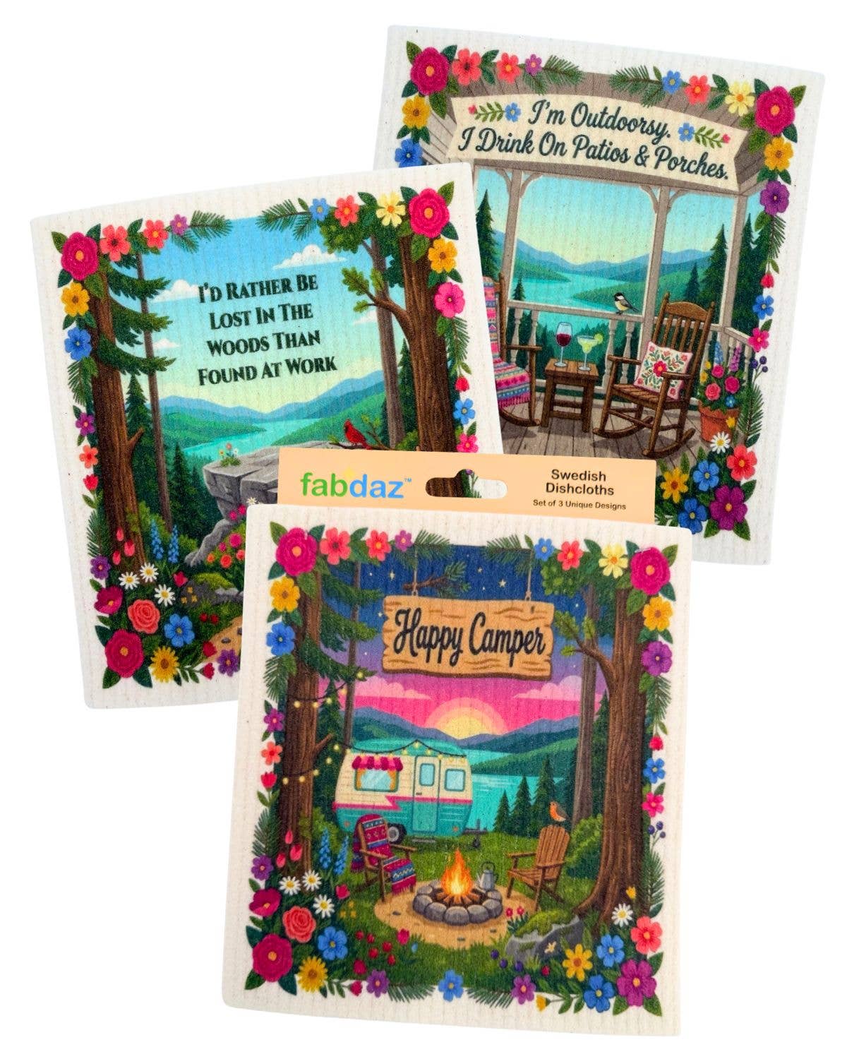 Great Outdoors Theme - Set of 3 - Swedish Dishcloths